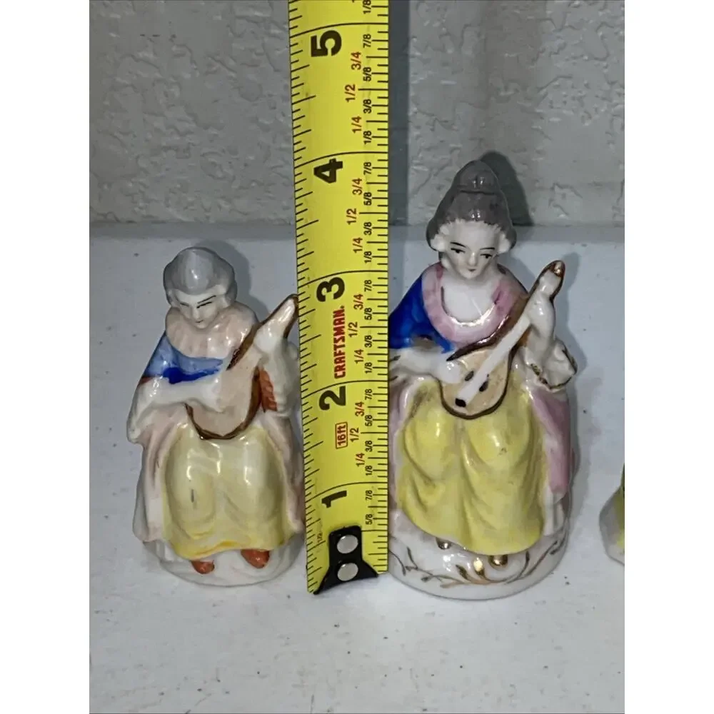 Lot Of 4 Porcelain Figurines Made in‎ Occupied Japan Woman Female Musician 3.5
